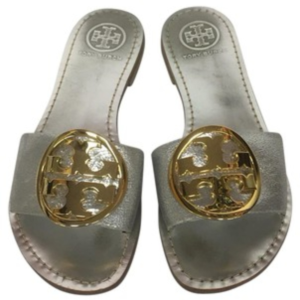 Tory Burch Grania Metallic Silver Sandals size 8 M